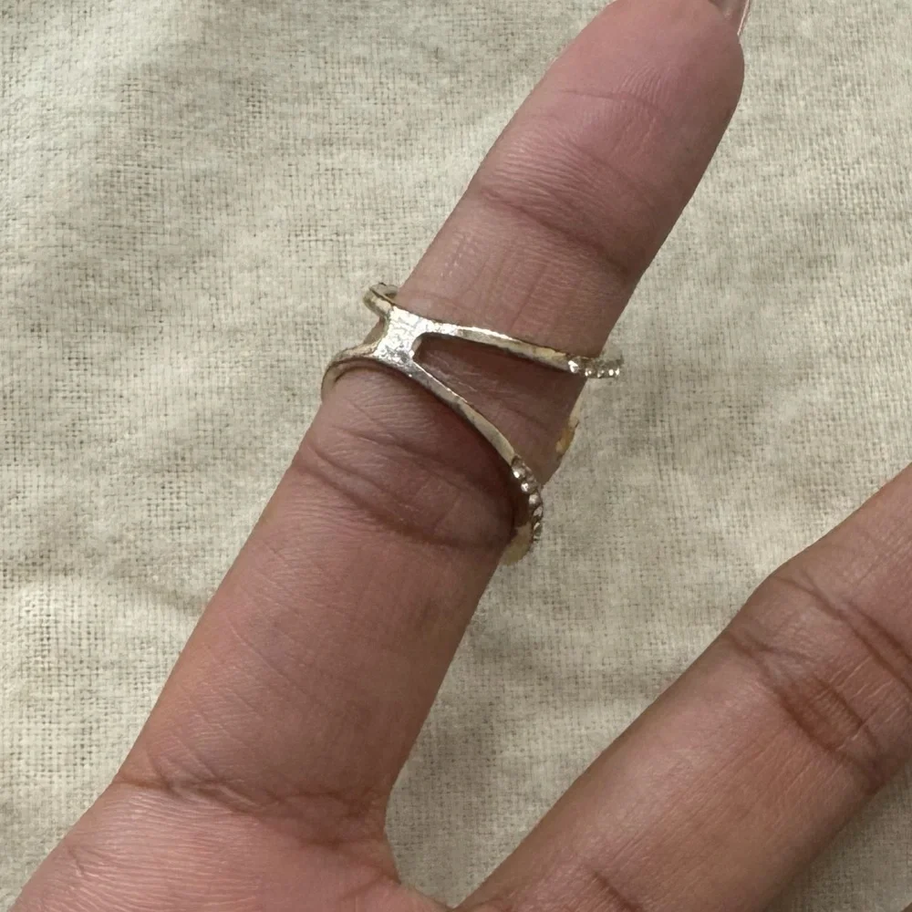 Silver and Gold Geometric Ring